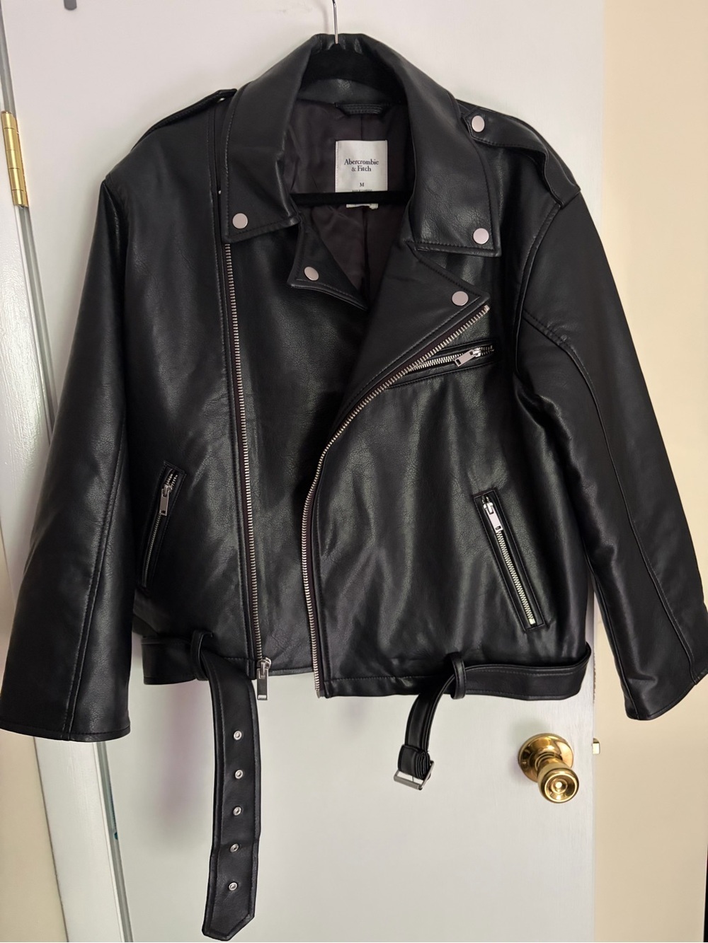 Abercrombie & Fitch Black Faux Leather Biker Jacket